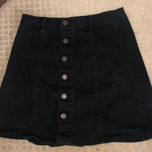 Black denim button down skirt!